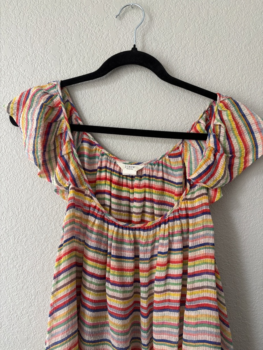 J. Crew Multicolor Striped Ruffle-Sleeve Top - Picture 3 of 5